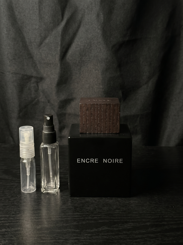 Lalique Encre Noire with Velmori decant vials